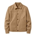 thumbnail image 2 of Hulanddfd Men's Faux Suede Jacket Turn Down Collar Button Down Casual Trucker Coat Fall Winter Outerwear, 2 of 5