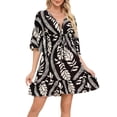 thumbnail image 2 of Karight Womens Summer Dresses Casual Boho Floral Babydoll Tropical Leaf Print V Neck Half Sleeve Tie Waist Ruffle Hem Cover Up Dress Casual Beach Dress, 2 of 9