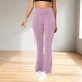 thumbnail image 2 of High Waist Flowy Wide Leg Yoga Pants, Stretchy Athletic Leisure Trousers with Pockets, Hidden Scrunch Waist, No Front Seam, CoreFlex Workout Flare Leggings, 2 of 8