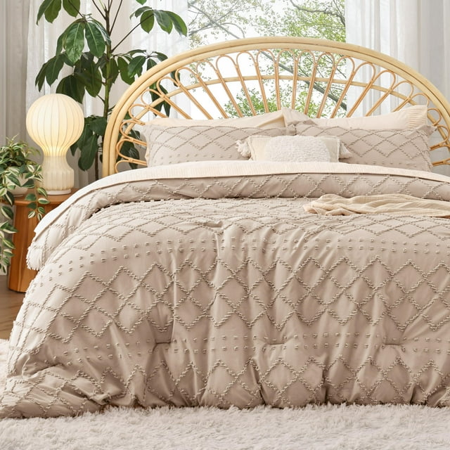 Juego de edredón Bedsure California King, 264 x 244 cm, color marrón bohemio