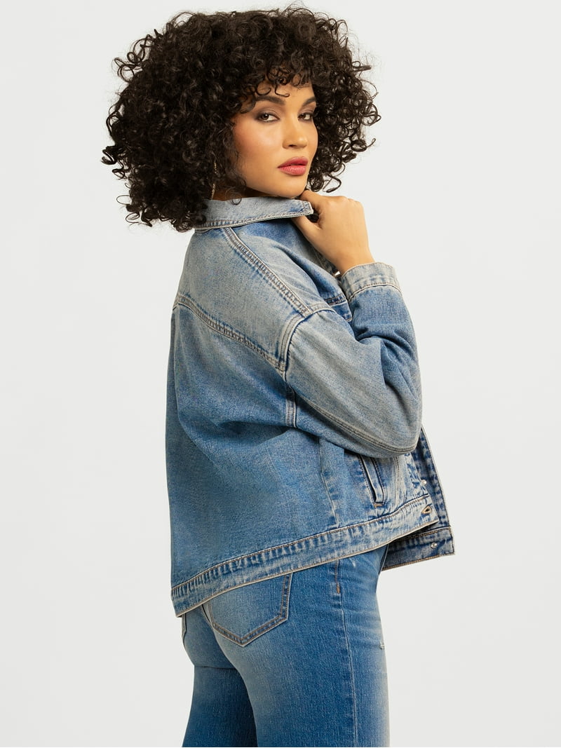 Jessica Simpson Women's Swing Denim Jacket with Back Pleat, Sizes
