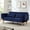 Blue|Velvet, variant on Aukfa 73" Futon Convertible Sofa Bed for Home Office, Adjustable Arm, 2 Full-Length Pillows, Velvet, Beige