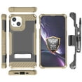 thumbnail image 3 of Tri-Shield Combination for iPhone 13 Case, Nakedcellphone [Military Grade] Rugged Cover with Metal Kickstand [Includes Wrist Strap Lanyard + Belt Clip Holster] - Brown, 3 of 10