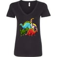 thumbnail image 3 of Inktastic Cute Dinosaurs Women's V-Neck T-Shirt, 3 of 5