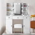 thumbnail image 2 of Makeup Vanity with 3 Color Lights Mirror, Vanity Makeup Table with Visible Drawers, 2 Cabinets & 6 Storage Shelves, White, 2 of 7