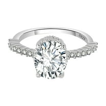 Rbaofujie Couple Rings ImitationMossanite Luxury Round Bag Four-claw Wedding Ring For Ladies Mood Ring Silver