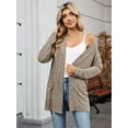 thumbnail image 2 of Chiclily Women's Lightweight Cardigan Sweaters Open Front Long Sleeve Casual Brushed Knit Long Cardigans with Pockets, Khaki Size M, 2 of 8