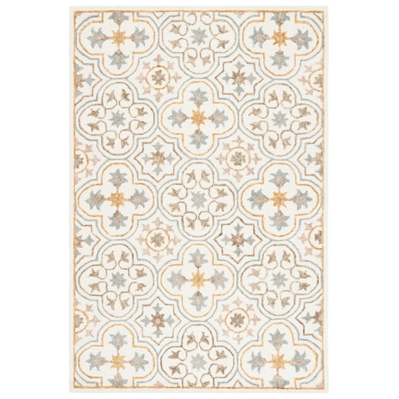 SAFAVIEH Micro-Loop Karenza Medallion Area Rug, Ivory/Grey, 4' x 6'