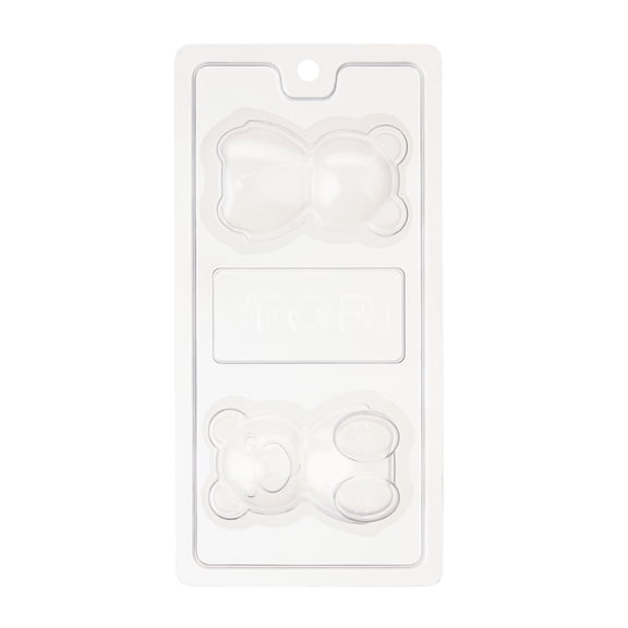 4 x 8 IN, Teddy Bear Shape, Plastic Candy Mold Set, Includes: 2 Rigid Plastic Molds (Top and Bottom), 2 Flexible Plastic Inserts for Each Cavity, by Way To Celebrate