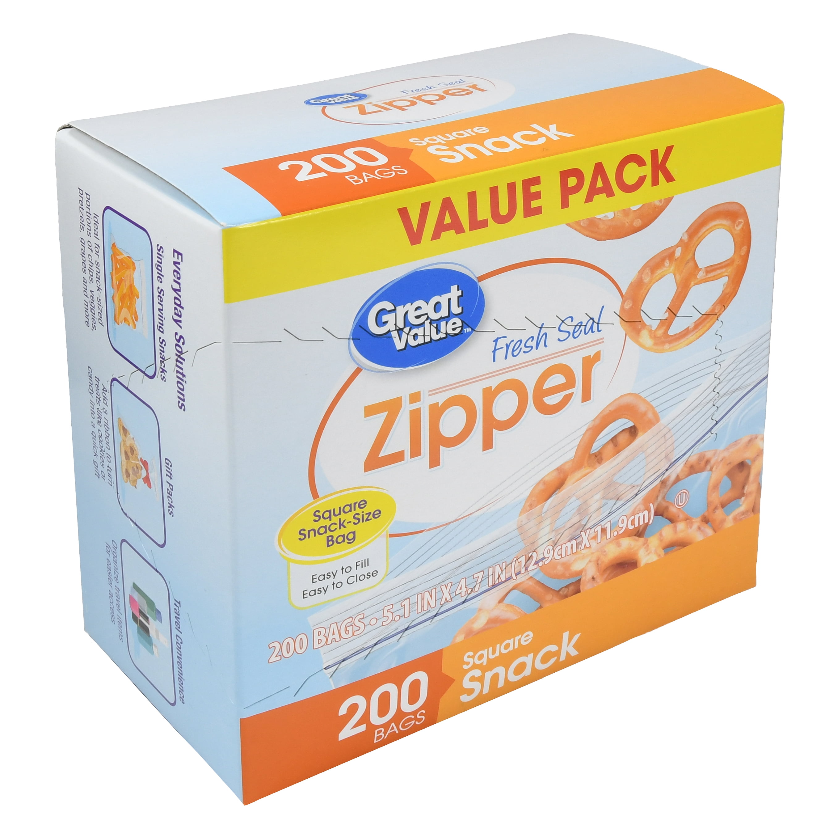 200 count Great Value Zipper Snack Bags 