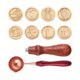 thumbnail image 1 of DIY Scrapbook Kits Including Brass Wax Sealing Stamp Head Beech Wood Handle and Alloy Wax Sticks Melting Spoon Fruit Pattern 25~25.4x14~14.5mm 8patterns 1pc/pattern 8pcs/set, 1 of 9