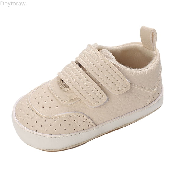 Dpytoraw Spring And Autumn Children Baby Toddler Shoes Boys And Girls Flat Bottom Non Slip Lightweight Comfortable Double Hook Loop Solid Color Simple Style Baby Walking Shoes Size 4