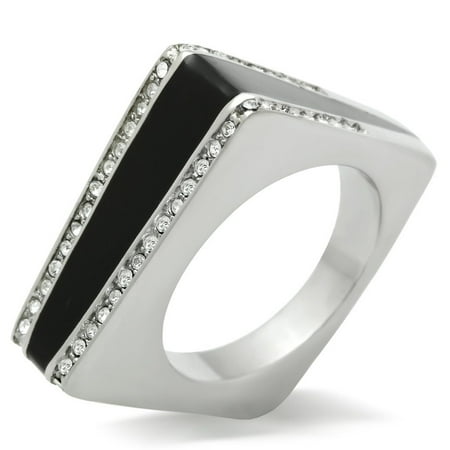 

Autoster TK232 - High polished (no plating) Stainless Steel Ring with Top Grade Crystal in Clear - 10