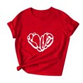 thumbnail image 1 of Penkiiy T-Shirts de la Saint-Valentin pour Femmes Imprimés Graphiques Mignons Cœur d'Amour Manches Courtes Décontractées 3TG Rouge, 1 of 5