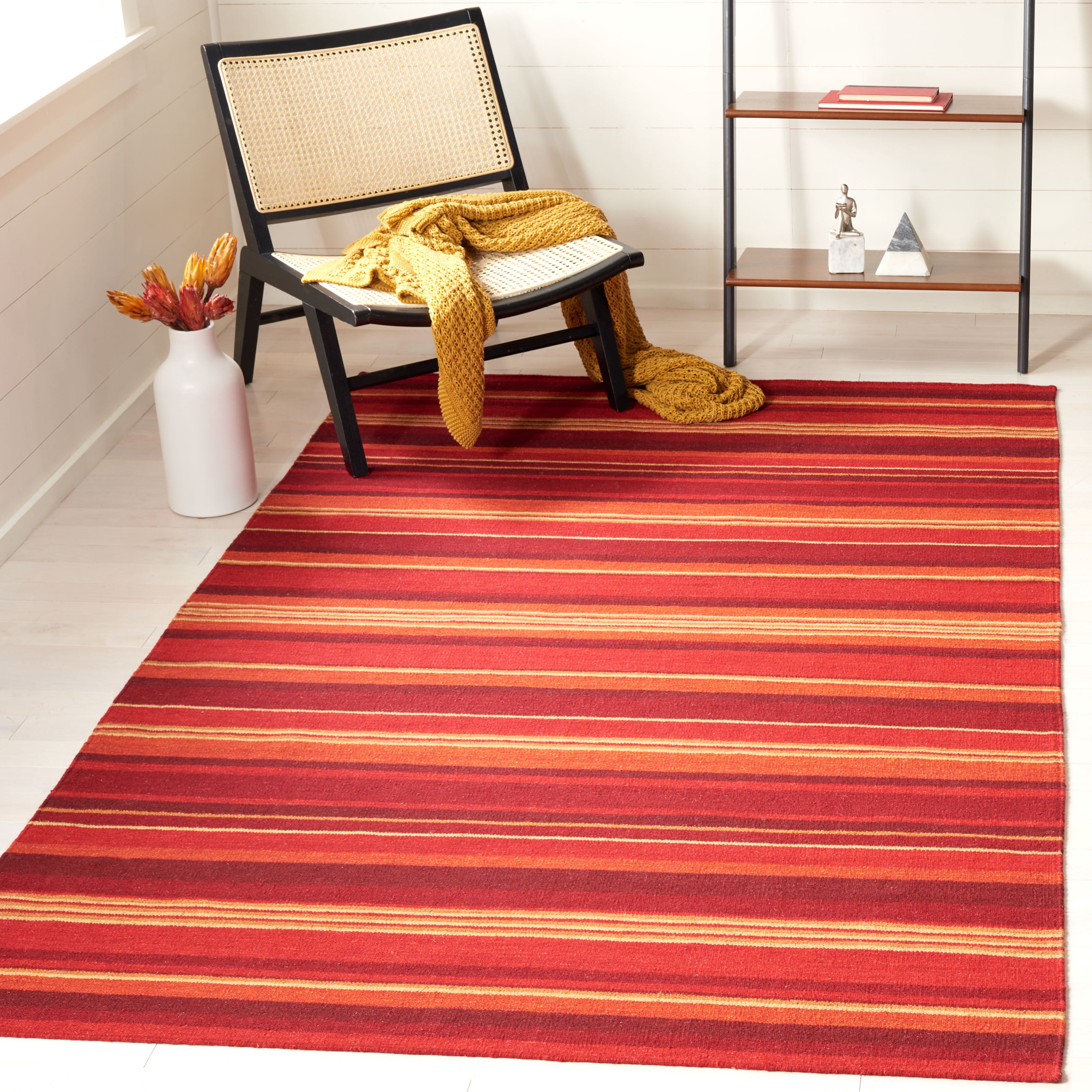 SAFAVIEH Striped Kilim Colbert Striped Area Rug, Red, 3' x 5'