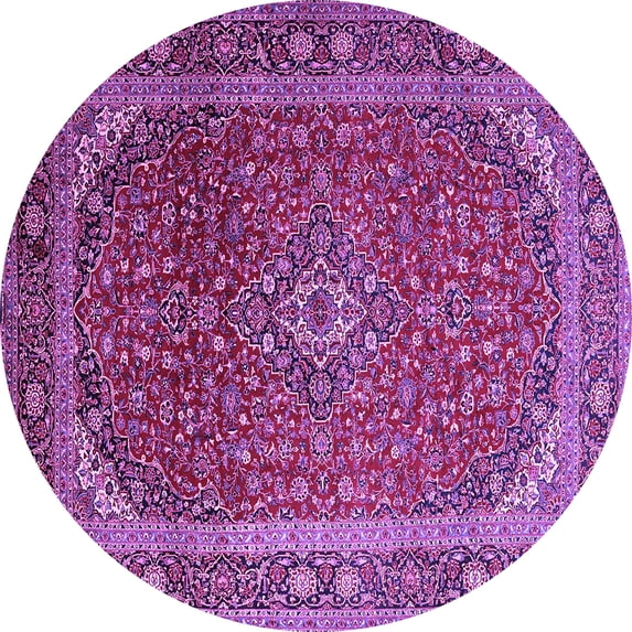 Ahgly Company Indoor Round Medallion Purple Traditional Area Rugs, 3' Round