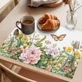 thumbnail image 3 of Spring Plant Placemats Set of 6, Watercolor Pink Daisy Flower Butterfly Non-Slip Place Mats Washable Table Mats for Kitchen Dining Table Decorations Indoor/Outdoor, 3 of 9