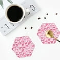 thumbnail image 5 of Fuzoiu Pink bows Print Leather Coasters Set,Drink Coasters Set of 6,for Tabletop Protection, Durable PVC Coasters,Home Décor and Housewarming Gift,Hexagon, 5 of 7
