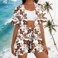 thumbnail image 2 of 2 Piece Sets for Women Summer,Womens 2 Piece Summer Outfits Abstract Print Open Front Kimono Blouse and Shorts Beach Vacation Outfits, 2 of 6