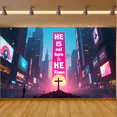 thumbnail image 5 of Easter Themed Sunset Landscape Banner with He not here HE Is Risen Text, Party Background Backdrop Decors for Easter Celebrations Church Events Religious Gatherings Photography Sessions, 5 of 8
