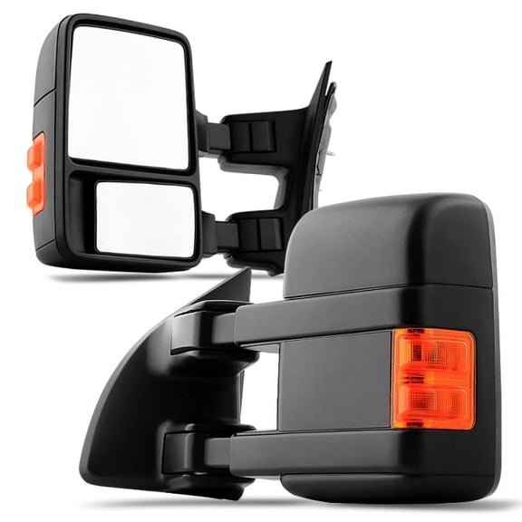 AKKON - For 2008-2016 Ford SuperDuty Pickup Truck Extendable Towing Manual Mirrors Left Right Side Pair Set Replacement