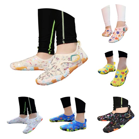 JAJAHO Water Shoes For Kids Boys Girls Lightweight Barefoot Breathable Quick Dry Hiking Wide Toe Sneakers Swim Beach Pool 4-13Y