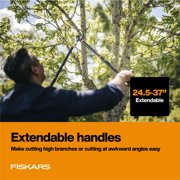 Fiskars Telescopic Bypass Lopper Garden Tool, 24.5-37 Steel Handle and Blade, Black and Orange