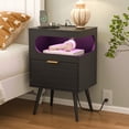 thumbnail image 1 of Mesita de noche moderna Nightstand Veegle con cajón de almacenamiento, color negro, 1 of 9