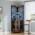 thumbnail image 4 of Homieasy Corner Bar Cabinet with Power Outlet, Industrial Wine Cabinet with LED Strip and Glass Holder, 5-Tiers Liquor Cabinet Bar Unit for Home, Corner Display Cabinet for Small Space, Rustic Brown, 4 of 6