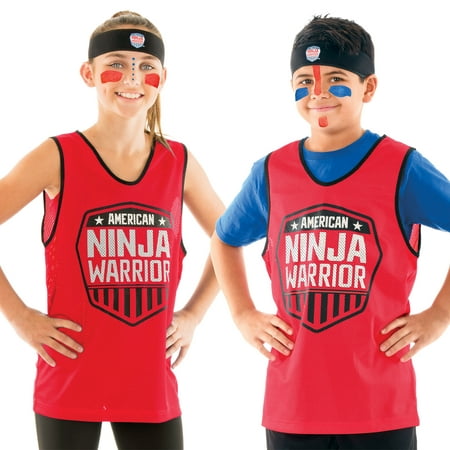 American Ninja Warrior Costume Set-Headband, Red Jersey, Face Paint