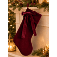 thumbnail image 4 of 19 Inch Red Velvet Christmas Stocking, Thick Traditional Holiday Stocking with Bow and Hanging Loop, Christmas Stockings for Fireplace Mantel and Family Holiday Decorations, 4 of 4