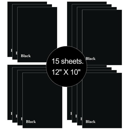 15 Sheets Black 12" x 10" HTV Iron On Heat Transfer Vinyl Paper for T-Shirts Cricut Silhouette