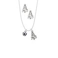 thumbnail image 2 of Delight Jewelry Silvertone 3-D Soccer ball Silver tone Zig Zag Christmas Tree Charm Necklace and Stud Earrings, 2 of 4
