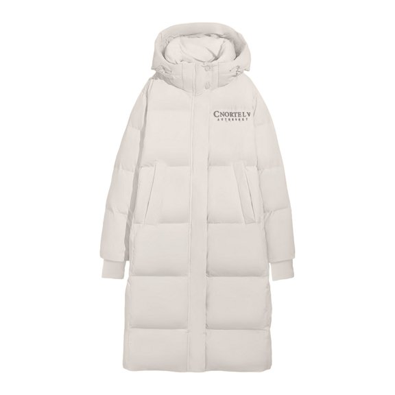 Long Jackets for Women, Yigetop Women's Long Puffer Stand Collar Zip Baggy Down Coats with Side Outwear Outwear Jacket for Women Beige L