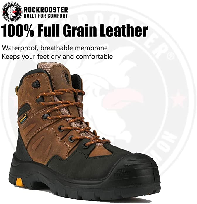 Mens Composite Toe Waterproof Work Boots for Construction Landscaping ROCKROOSTER Woodland Transportation and Utilities AK669 Maintenance 