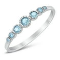 thumbnail image 6 of Half Eternity Petite Band Ring Aquamarine CZ 925 Sterling Silver Size 6, 6 of 6