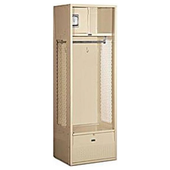 24" Wide Open Access Metal Locker - 6 Feet High - 18 Inches Deep - Tan - Unassembled