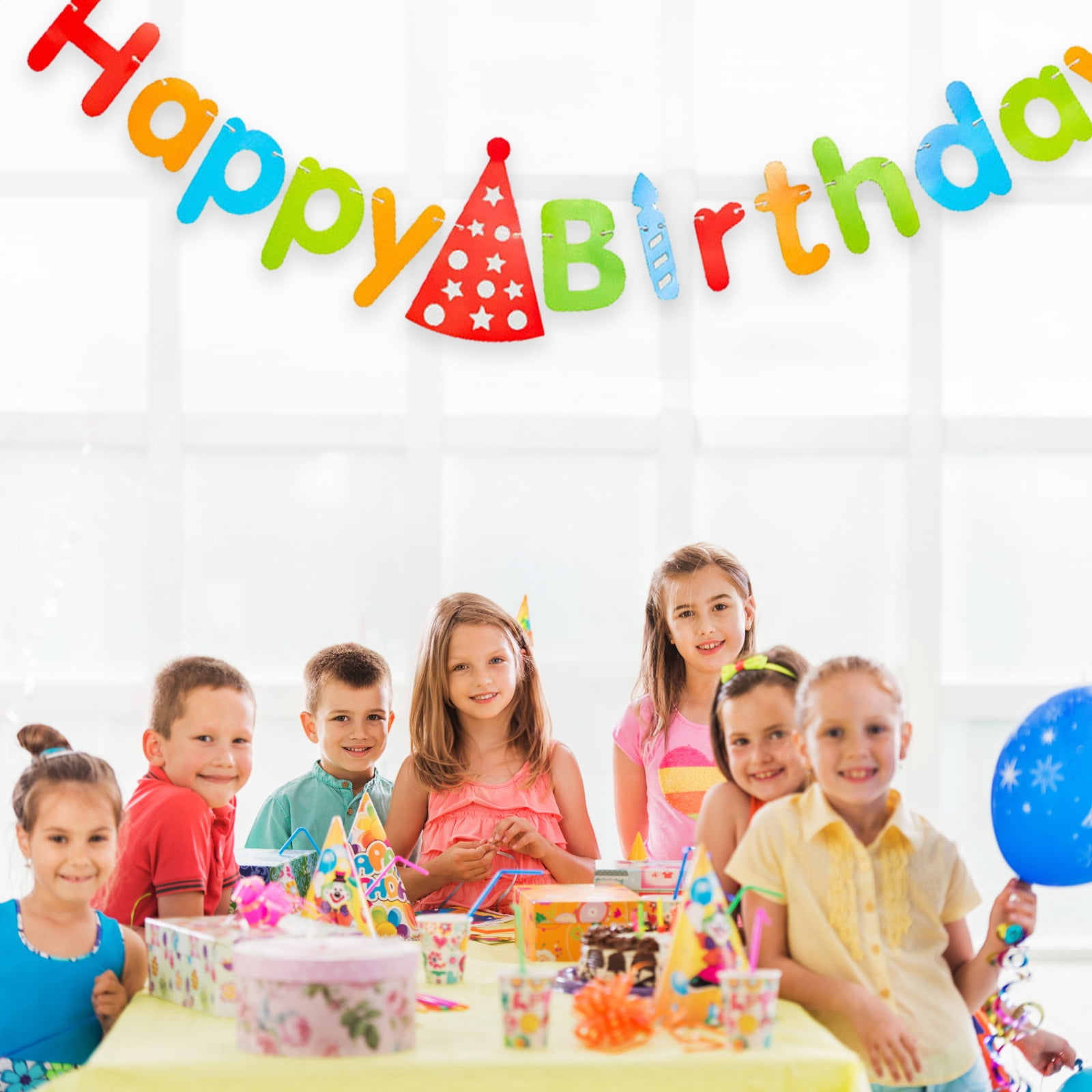 Goldenes Geburtstag Party Dekorationen Set – Inkl. Banner, Wimpelkette, 6 Papierfächer & Quasten-Girlande