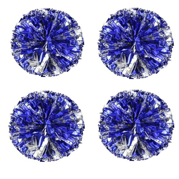 Blue Cheerleading Pom Poms 4 Pcs,PET Material Cheer Pom,Fluffy Cheerleader Pompoms,Cheering Squad Pompomswith Finger Holes,Cheerleading Pom Poms for Sport Game