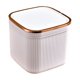 thumbnail image 2 of Mini papelera de sobremesa con tapa abatible - Contenedor de cilindro de plástico de 6,3" para cocina, oficina, baño - blanco y amarillo, 15cm de alto, 1 pack, 2 of 8