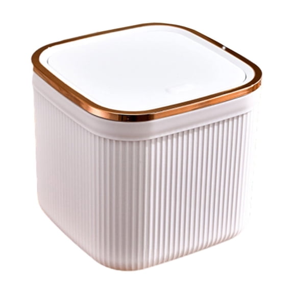 Fdksdf Modern Plastic Mini Trash Can with Lid Wastebasket,Household Kitchen Desk Tube Covered Sundry Storage Cleaning Cylinder