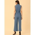 thumbnail image 4 of DARING DIVA Women's Wide Leg Jumpsuit Collared Tie Waist Coverall XS Light Blue, 4 of 6