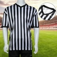 thumbnail image 3 of Mightlink Court Uniform Striped Shape Short Sleeve V-neck Sweat Absorption Anti-Deformed Referee Wearing Polyester Fiber Sporting Goods Collared Referee Shirt for Sports, 3 of 7