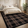 thumbnail image 3 of ODIKA 8'x10' Washable Area Rug Buffalo Plaid Farmhouse Tartan Design With Striped Border Accents for King Size Bedroom Under Bed, Master Suite, Non-Shedding, Easy Care, 3 of 7