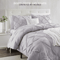 thumbnail image 2 of Pinch Pleat Duvet Cover Set, 3Pc Luxurious Premium Pintuck Style Comforter Cover, 2 of 18