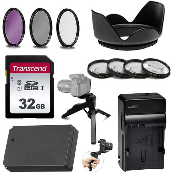 12pc-Accessory Kit for Canon EOS Rebel SL1, Kit Includes - Replacement LP-E12 Battery & Charger, 58mm 4-Piece Macro Lens Kit and More