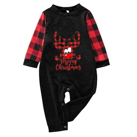

women Christmas pajamas for family matching outfits son daughter sets soft Black Fashionable Christmas Print Family European And American Pajamas Parent-child Suit Bab