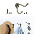 thumbnail image 6 of 2pcs Dual Metal Robe Hooks Coat Bag Clothes Wall Hooks DIY Closets Hangers w Screws Home Storage Holder, Bronze Tone, 6 of 7
