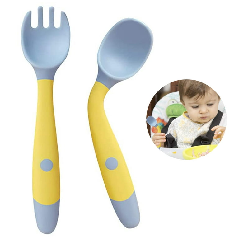 Toddler Utensils Baby Spoons and Forks Set with Case Bendable Self Feeding  Training Flatware Silicone Spoon Fork for Kids Babies Children Handle  Toddler Set, Gr… in 2023