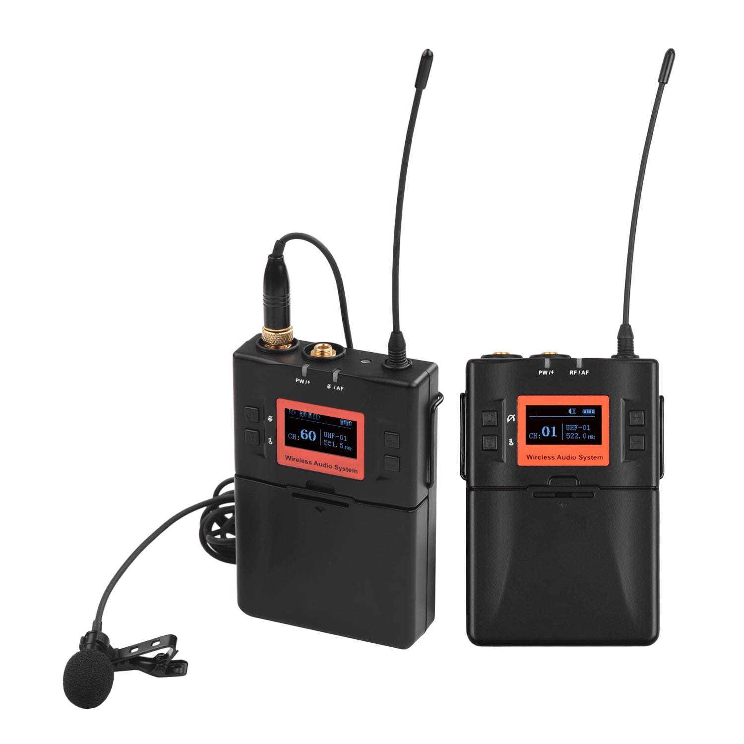 Wireless Lavalier Microphone System UHF 60channels One Transmitter One Receiver for DSLR Camera